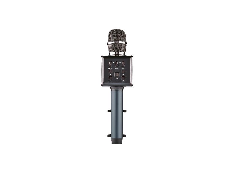 Un microphone de karaoké sans fil avec des contrôles.