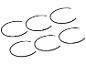 Six bandes d'étanchéité en caoutchouc noir disposées en motif sur fond blanc.