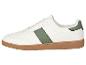 Baskets blanches avec bande verte et semelle marron