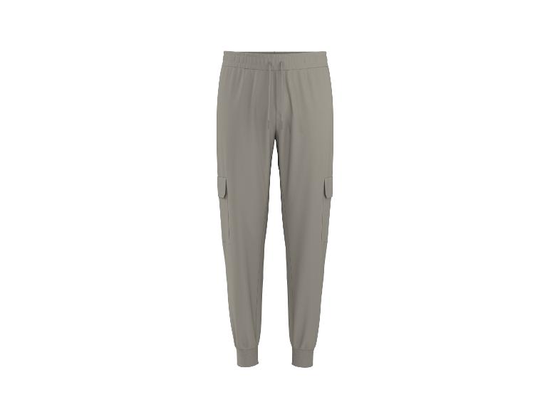 Pantalon de jogging cargo gris clair pour homme avec taille et chevilles élastiques.