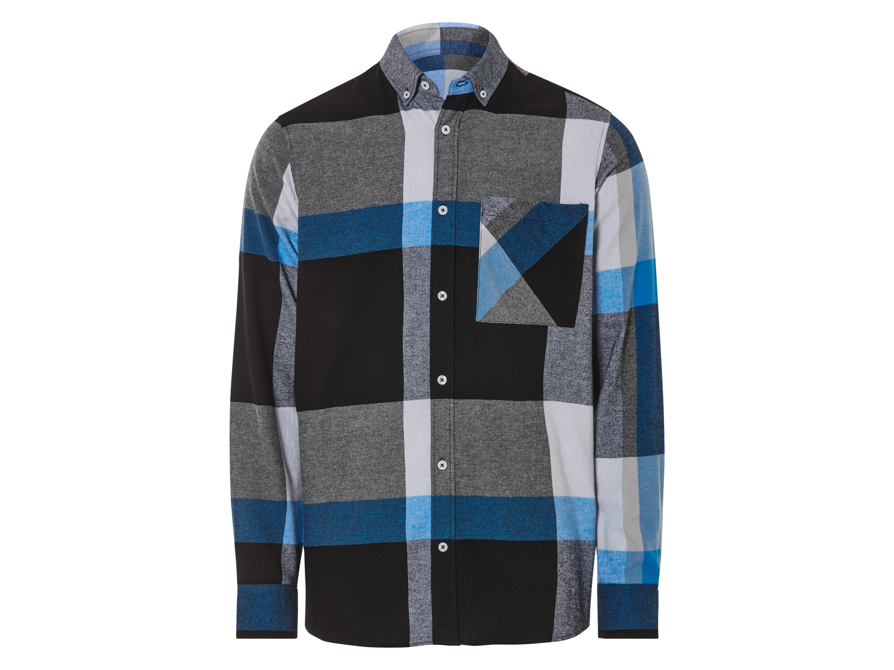 LIVERGY® Chemise en flanelle homme (M, noir/blanc/bleu)
