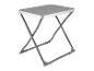 Petite table pliante grise à structure métallique.