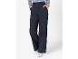 Pantalon bleu foncé à jambes larges.