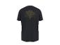 T-shirt noir avec un imprimé d'arbre marron dans le dos.