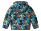 Une veste d'hiver bleue avec un motif Mickey Mouse.
