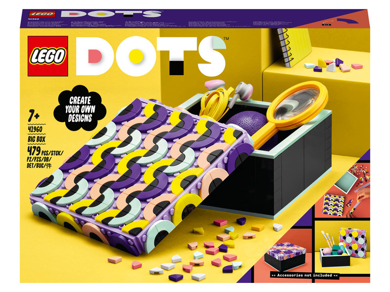 Boîte LEGO DOTS avec 479 pièces pour créer sa propre boîte de rangement.