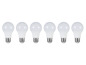 Six ampoules LED blanches en rangée.