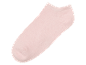 Une chaussette rose pâle isolée sur fond noir.