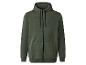 Sweat-shirt à capuche vert foncé zippé pour homme.