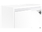 Une armoire blanche avec des portes ouvertes, montrant les charnières.