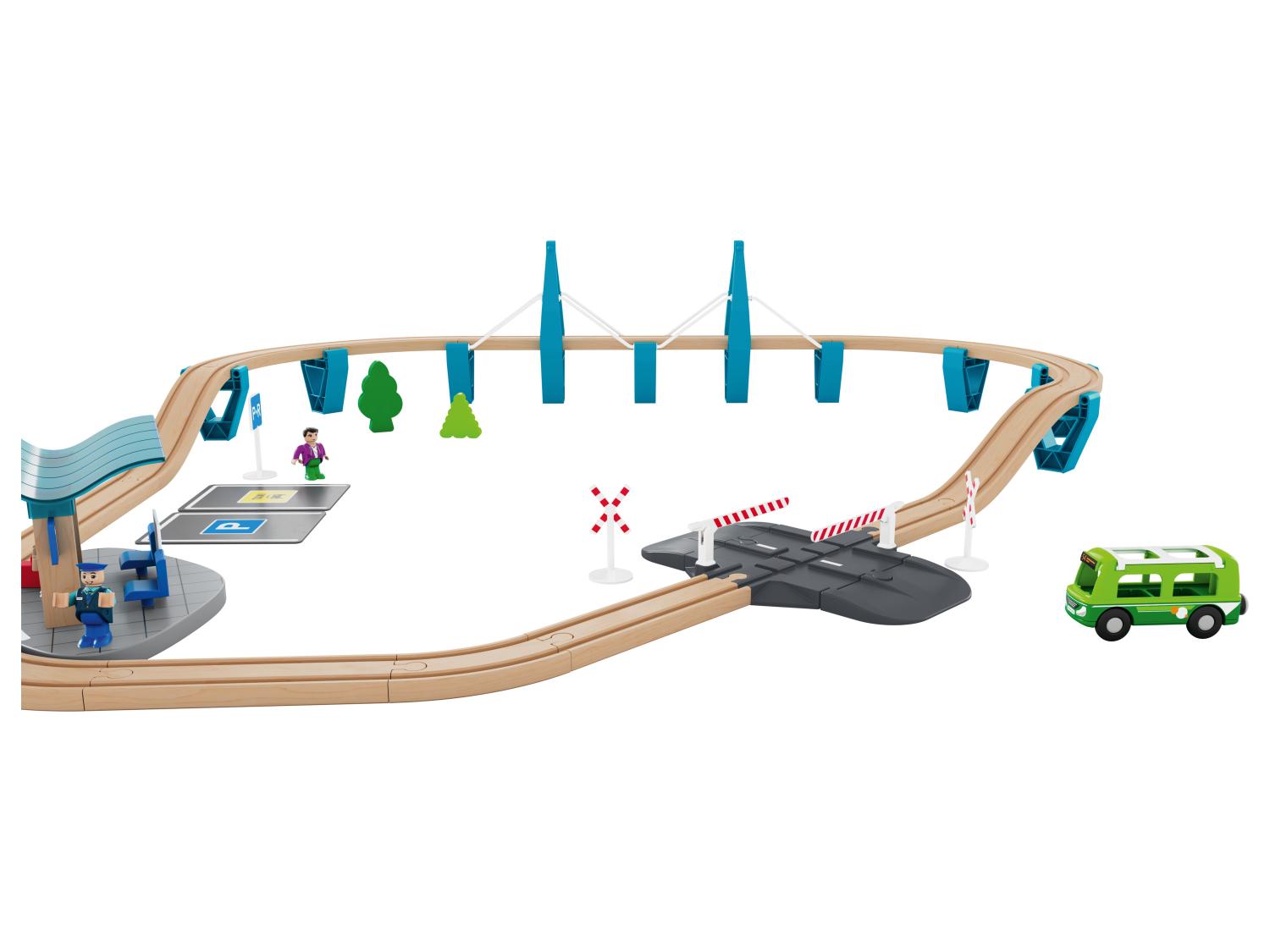 Gare En Bois Pour Circuit De Train - Accessoire De Piste Jouet Enfant - Barrières Et Décors Interactifs - Jeu Imaginatif