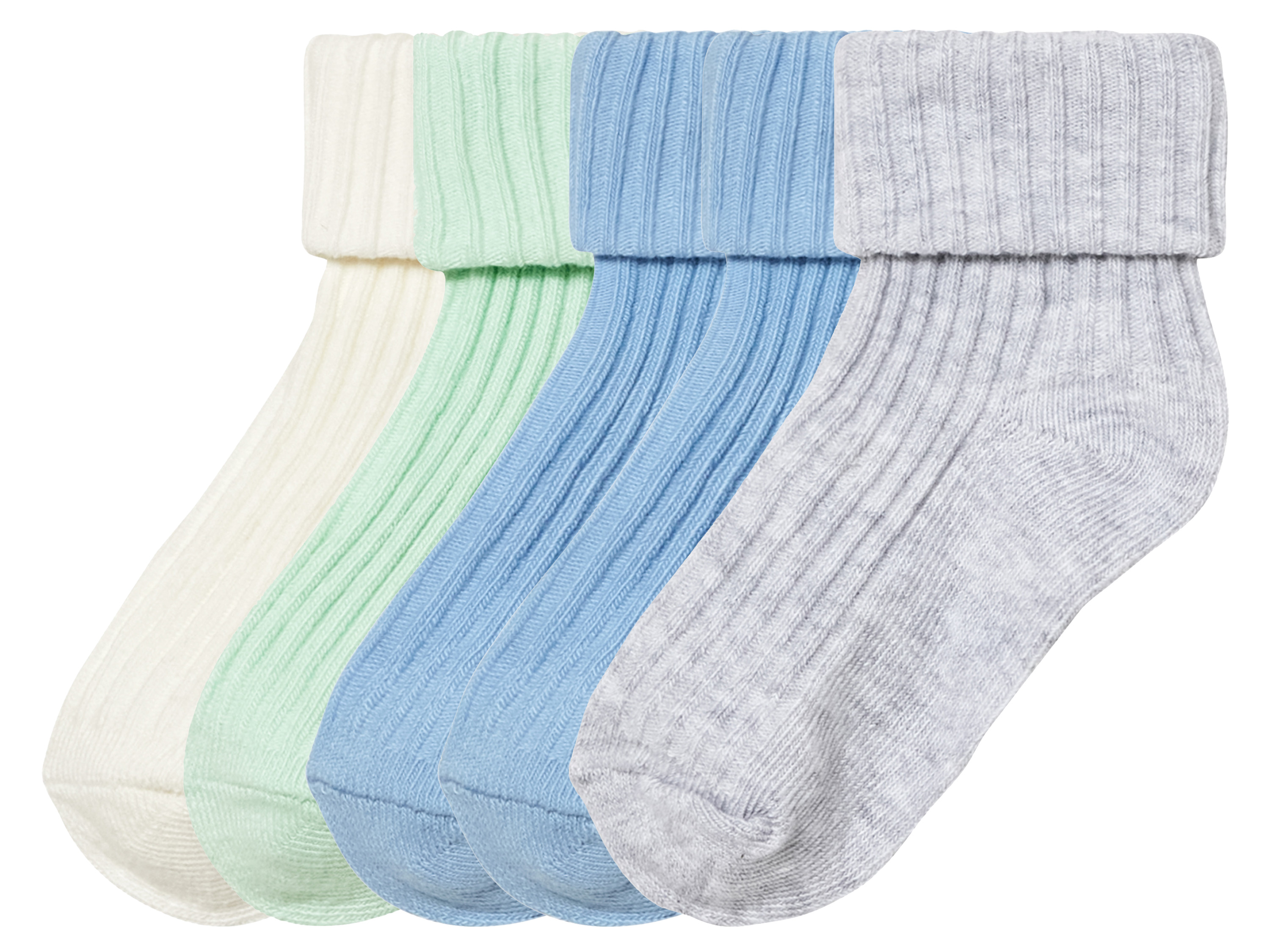 lupilu® Lot de 5 paires de chaussettes bébé (11-14, vert/bleu/blanc/gris)