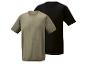 Deux t-shirts unis, un vert et un noir.