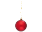 Boule de Noël rouge mate avec un fil doré.