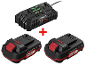 Chargeur rapide Parkside X 20 V Team avec deux batteries rechargeables