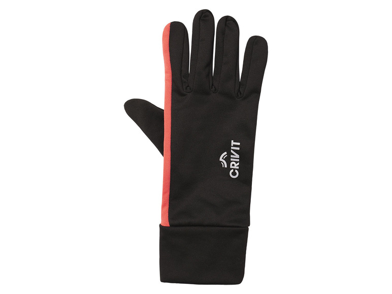 Gants noirs avec des accents rouges de Crivit.