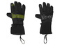 Deux paires de gants de ski noirs Crivit avec des détails verts.