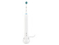 Une brosse à dents électrique Oral-B sur son socle de charge.