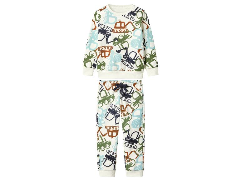 Ensemble enfant haut à manches longues et pantalon avec engins de chantier.