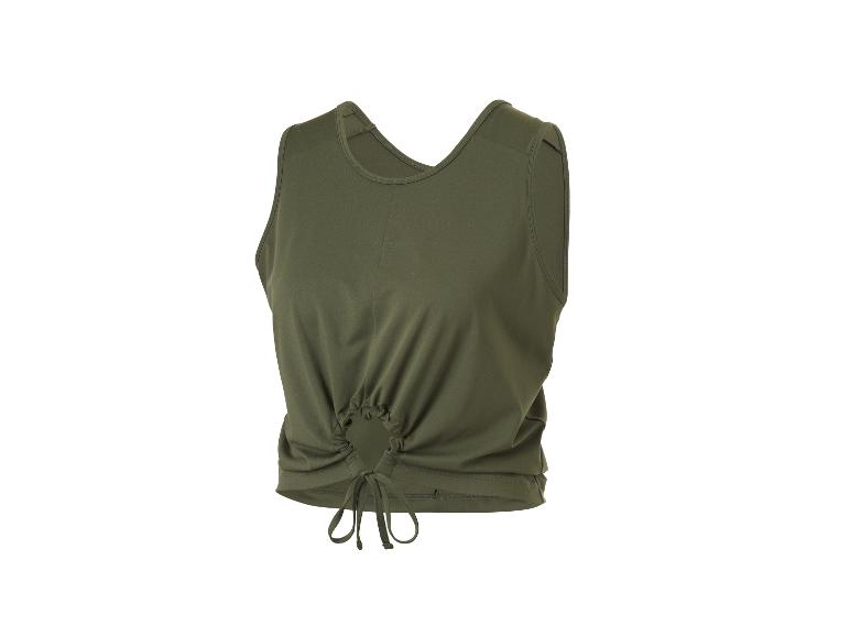 Débardeur vert olive avec cordon de serrage et fronces à l'ourlet avant