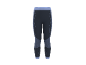 Legging de sport court bleu foncé avec détails texturés et taille contrastante.