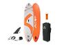 Planche de paddle gonflable Crivit orange et blanche, accessoires inclus.