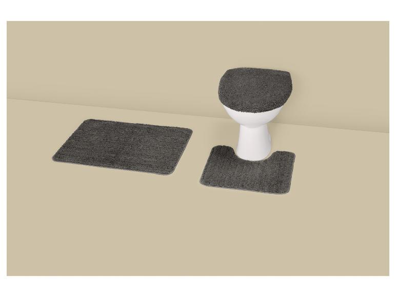 Ensemble de tapis de toilette gris foncé avec un tapis rectangulaire et un tapis en forme de U