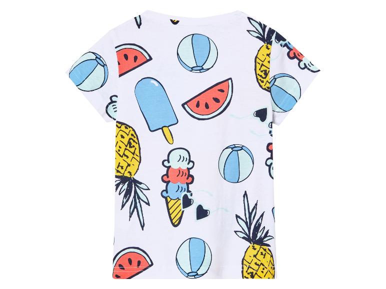 T-shirt enfant, motif été : ananas, pastèques, glaces, ballons.