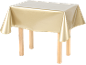 Nappe dorée brillante sur une table en bois