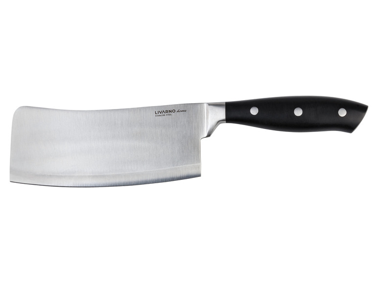 Un couteau de cuisine Livarno home avec un manche noir.