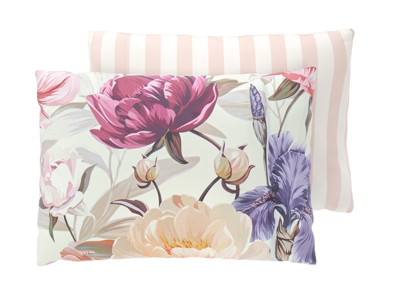 Taie d'oreiller à motif floral avec un dos rayé