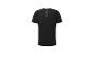 T-shirt noir de sport avec impression géométrique orange pour la course à pied.