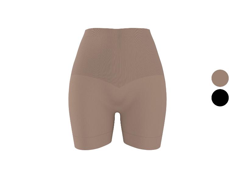 Shorty gainant taille haute beige avec détails côtelés.