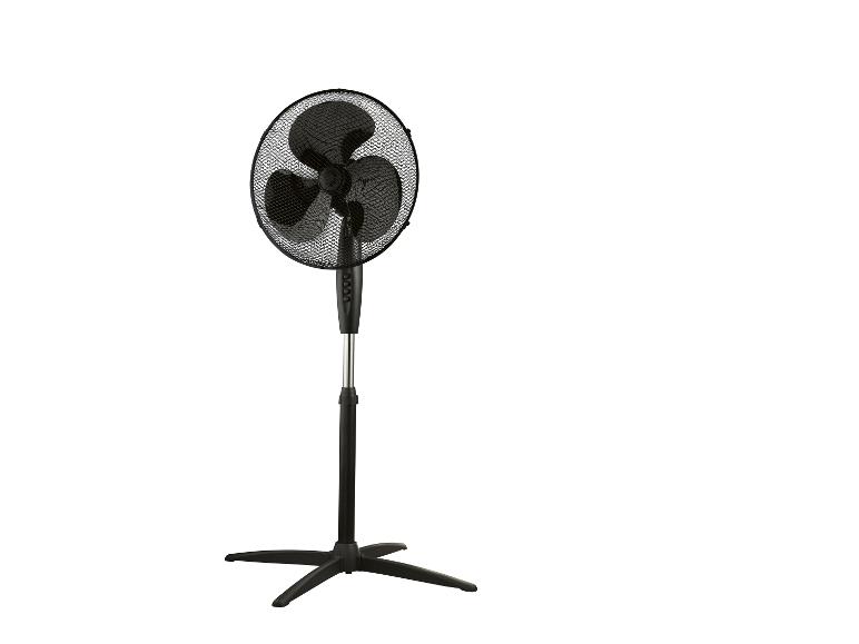 Ventilateur sur pied noir avec grille ronde en maille et base robuste