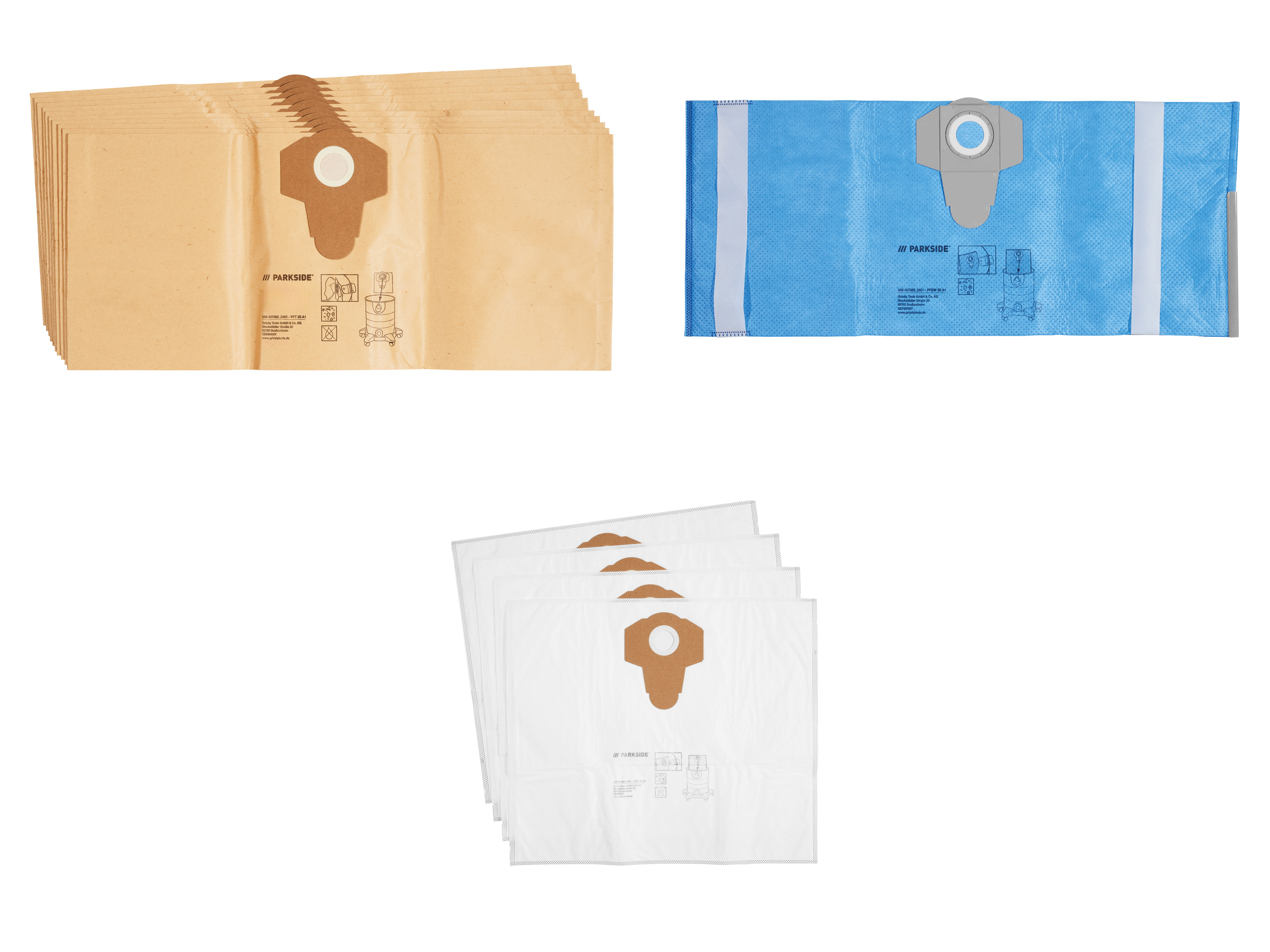 PARKSIDE® Sacs filtrants PFT 30 A1 ou Sacs filtrants en feutre PVFT 30 A1/PFBW 30 A1