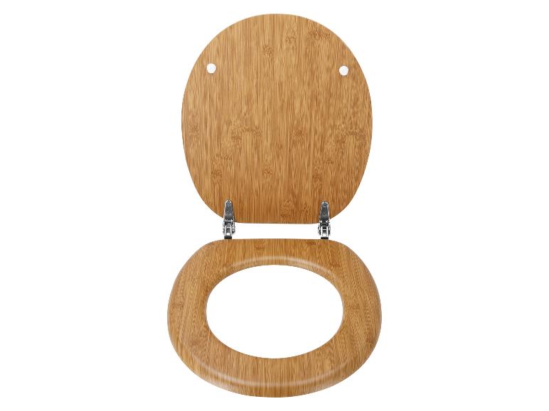 Abattant de toilettes en bois de bambou avec couvercle ouvert