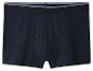 Boxers homme bleu marine avec ceinture élastique à rayures blanches et bleues.