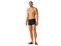Homme en maillot de bain noir et tongs.