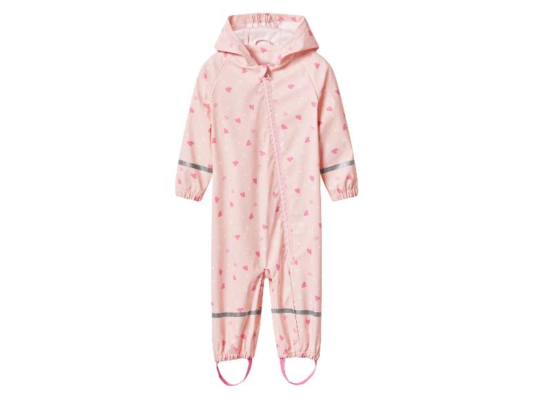 Combinaison imperméable rose pour enfant avec motif cœurs et détails réfléchissants