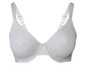 Un soutien-gorge gris avec des bretelles larges.