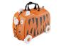 Une valise orange à imprimé tigre pour enfants.