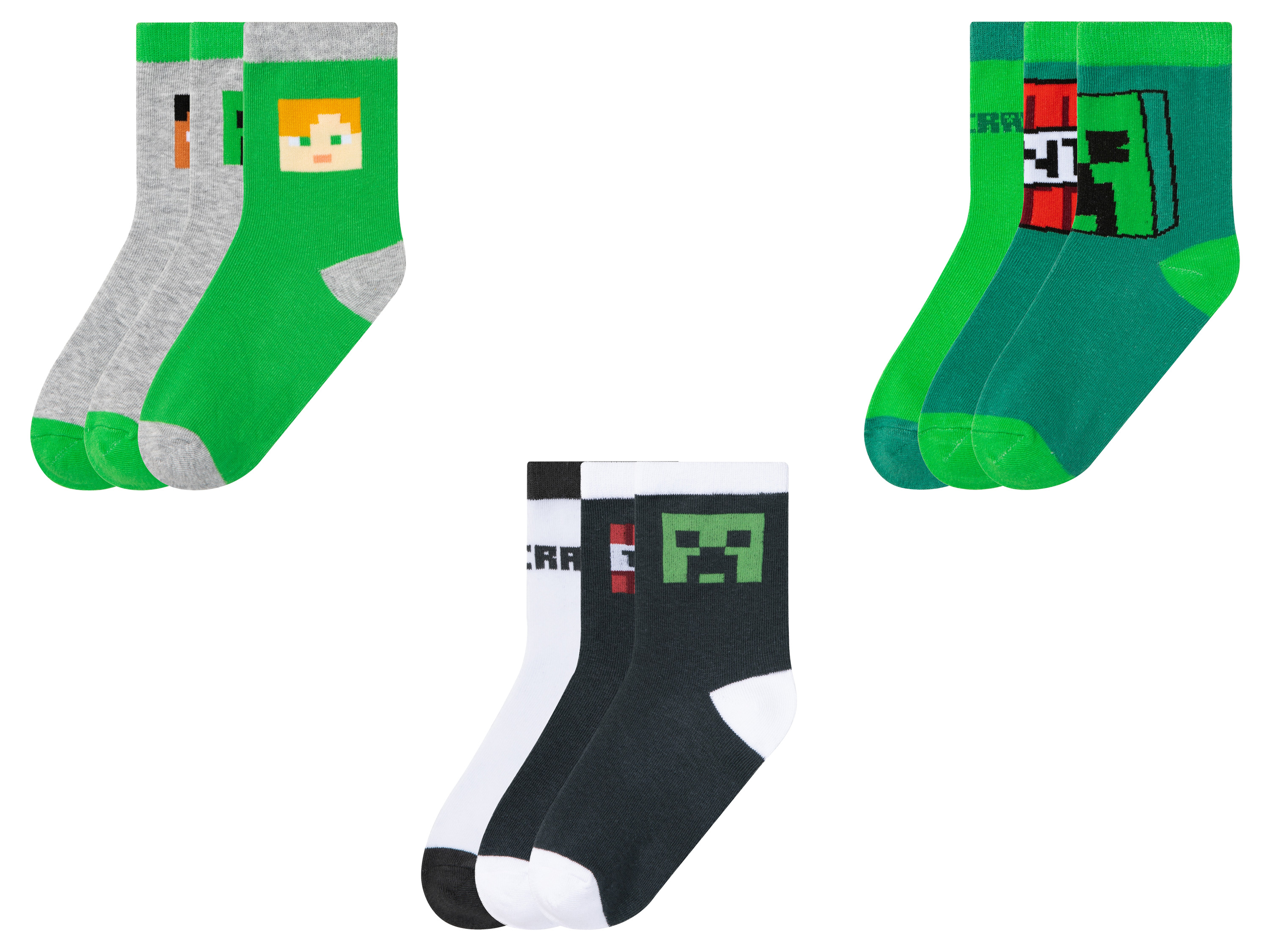 Minecraft Lot de 3 paires de chaussettes