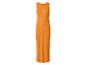 Robe longue orange sans manches pour femme avec texture côtelée