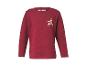 Sweat-shirt à manches longues rouge foncé avec un petit imprimé floral sur la poitrine.