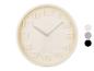 Horloge murale ronde, design minimaliste, couleur crème.