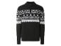Pull noir avec un motif géométrique blanc