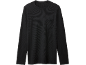 T-shirt noir à manches longues pour homme avec col rond et poche poitrine.