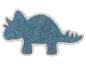 Un tapis bleu en forme de dinosaure.