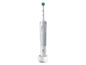 Une brosse à dents électrique Oral-B blanche avec station de charge.