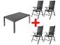 Table et 4 chaises pliantes de jardin.